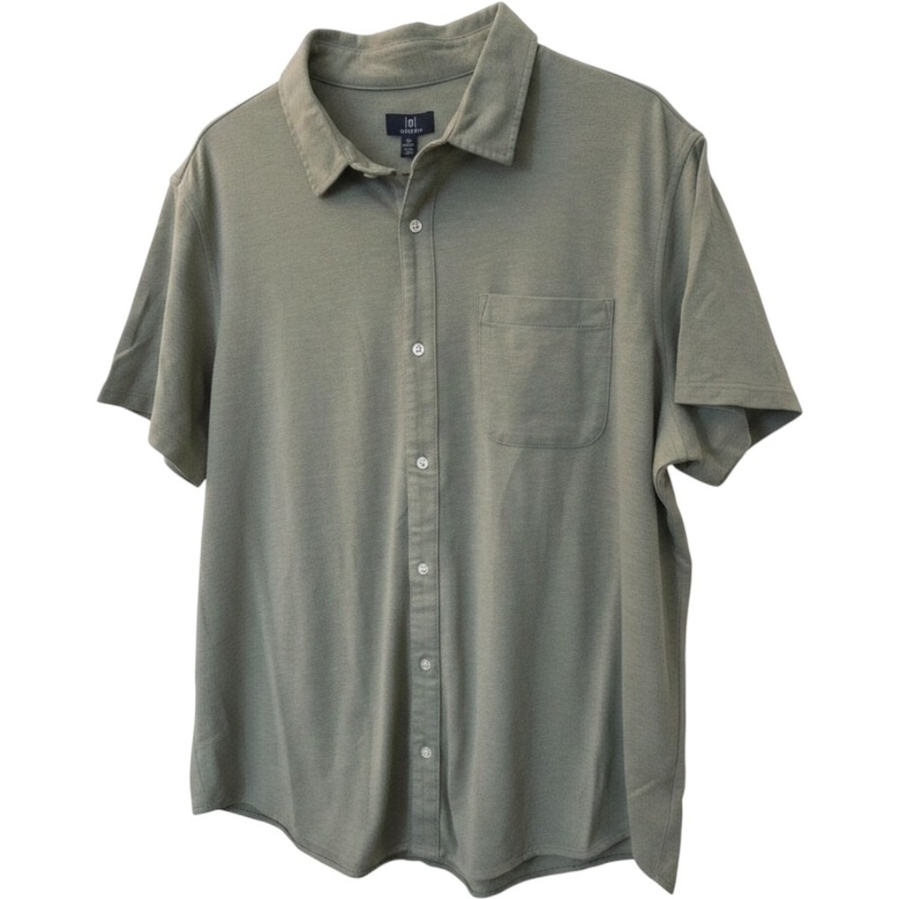 Georgeโ Mens Knit Buttondown Shirt Faded Spruce Green Short Sleeve size 2XL New